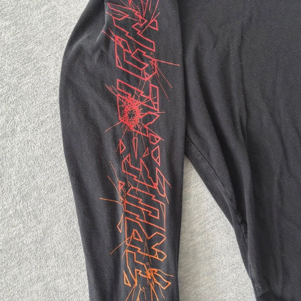 True Religion Mens XL Black Long Sleeve Graphic World Tour T-Shirt Streetwear